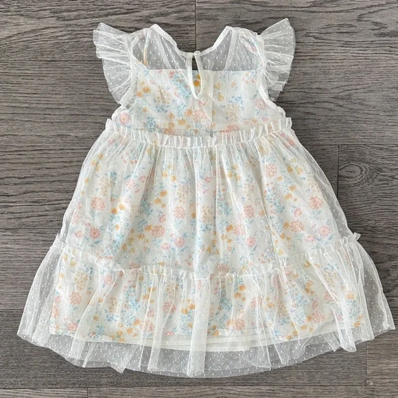 🌼RACHEL ZOE🌼 Floral Ruffle Sheer Overlay Dress, Size 3T - Picture 5 of 7